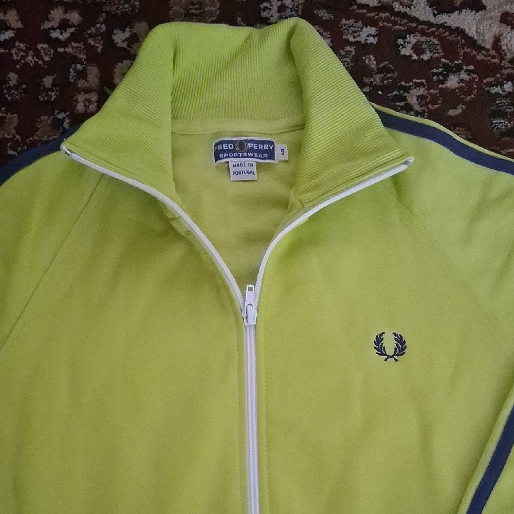 Fred Perry Bright Yellow Track Jacket with Navy Stripes